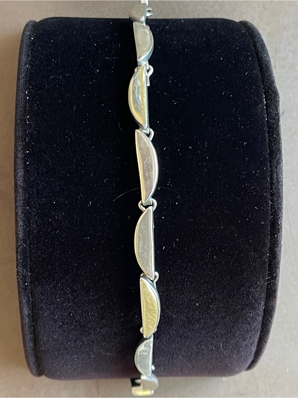 Vintage Taxco MCM 925 Sterling Silver Crescent Moon Panel Bracelet 28.47g 8”